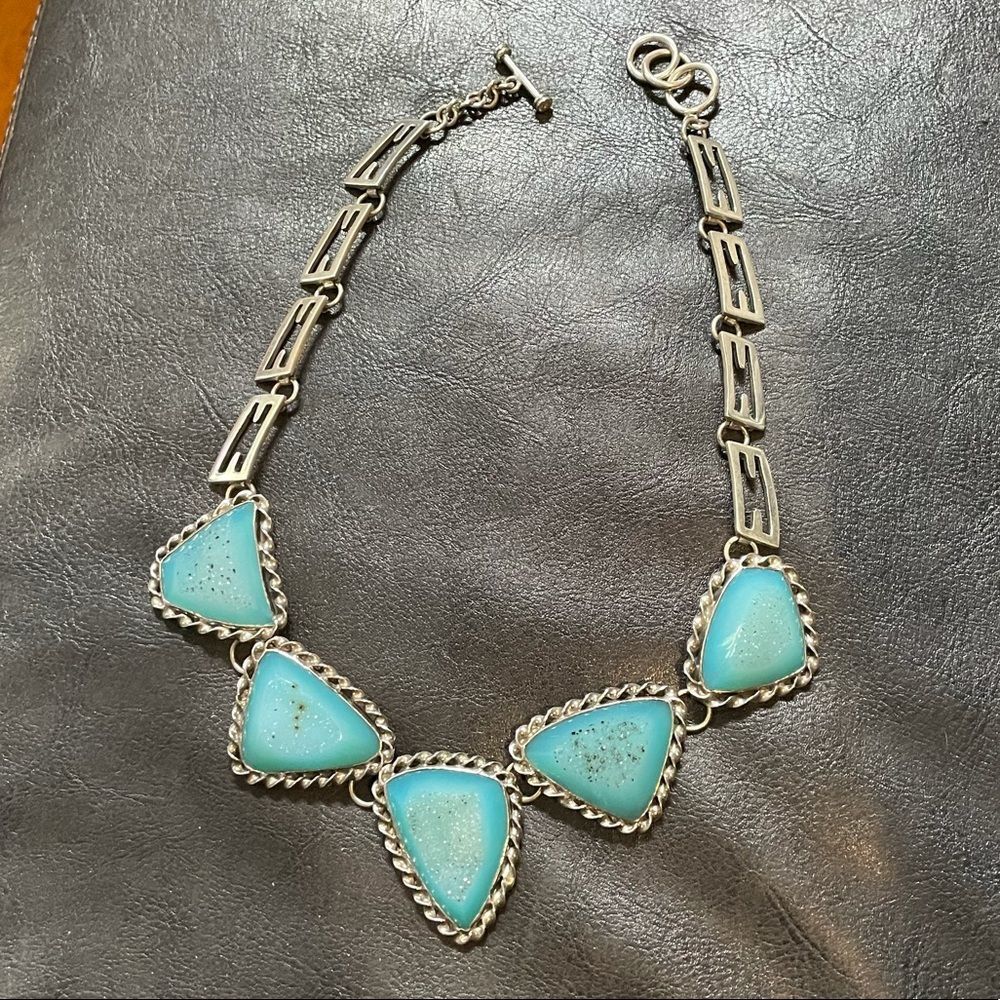 💰Artisan made SS 925 Druzy necklace twisted bezel